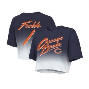 Majestic‎ Threads Chicago Bears Justin Fields Dip Dye Boxy Crop T-Shirt 2XL Navy